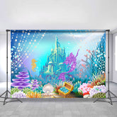 Lofaris Little Mermaid Glitter Underwater Castle World Backdrop